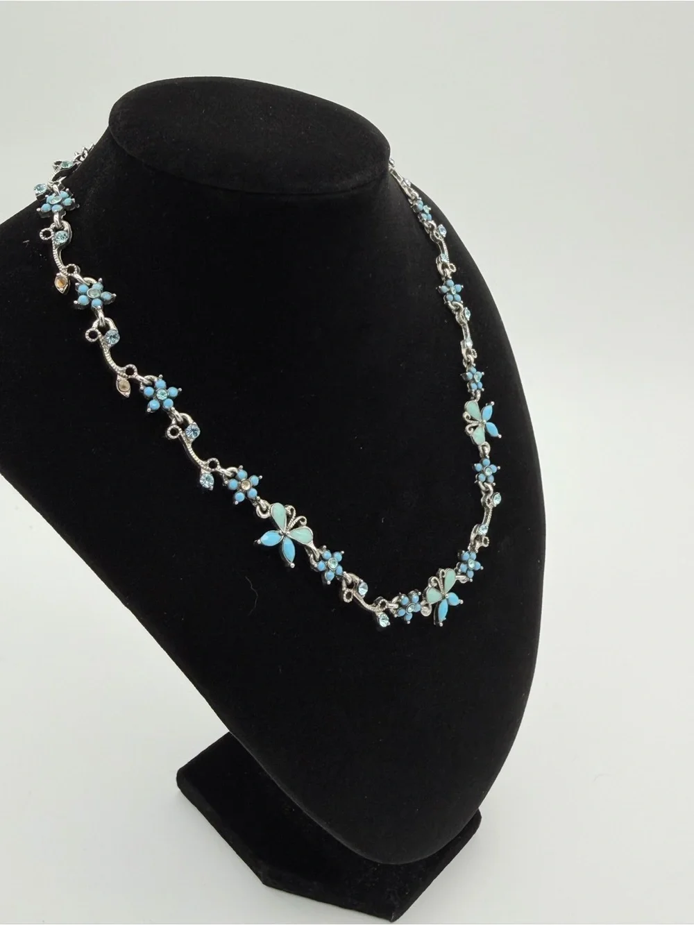 Vintage Silver Tone Butterfly Necklace & Earring Set